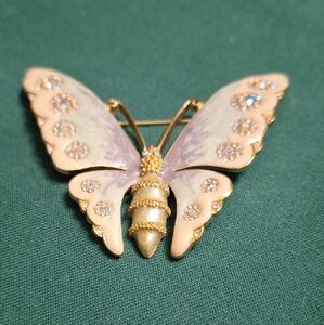 Kirks Folly Butterfly Brooch with Gold and Cream Hues
